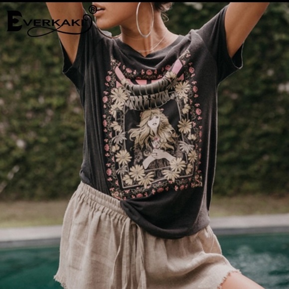 Boho Vintage  Stevie Nicks  Retro Rocker Tee Shirt - Picture 2 of 8